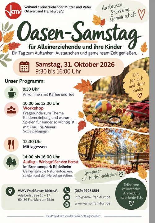 Oasen-Samstag: Auszeit für Alleinerziehende