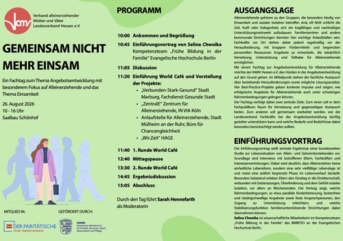 Fachtag: Angebotsentwicklung gegen Einsamkeit (eine Veranstaltung des VAMV Hessen)